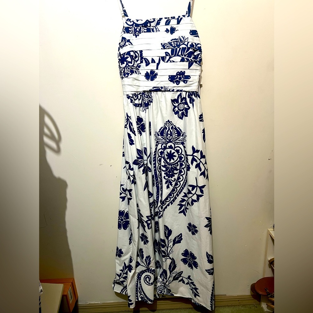 MSK midi spaghetti strap cut out back tie floral Dress